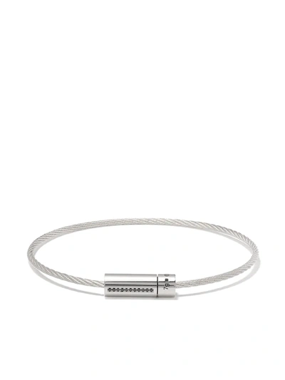 Le Gramme Cable Bracelet Le 7g Silver 925 And Smooth Polished Black Diamonds In Sterling_silver