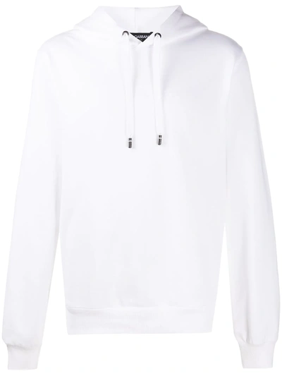 Dolce & Gabbana White Logo Hooded Neoprene Sweatshirt