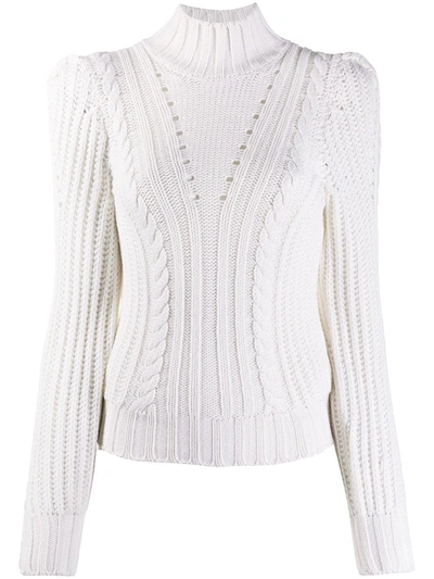 Dondup Fitted Cable Knit Jumper In White