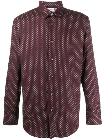 Brioni Paisley Print Long Sleeved Shirt In Red