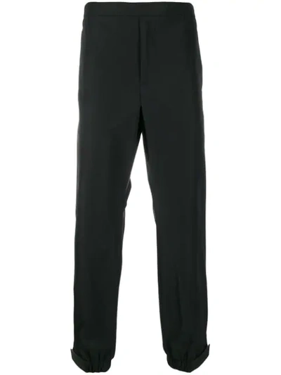 Prada Elasticated Waist Strap Trousers In Black