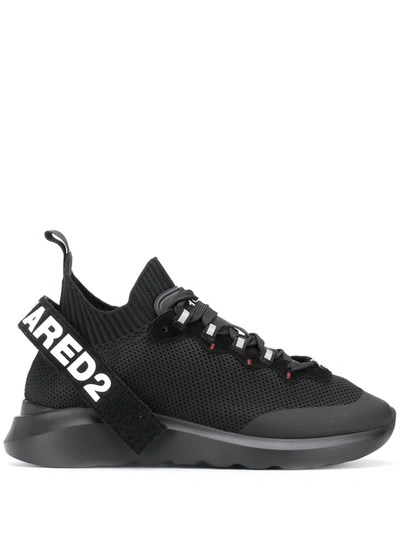 Dsquared2 Logo Strap High-top Sneakers In Black