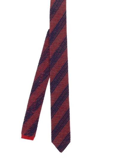 Missoni Silk Wool Blend Regimental Tie In Red In Fant.