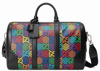 Pre-owned Gucci  Carry-on Duffle Gg Psychedelic Medium Black