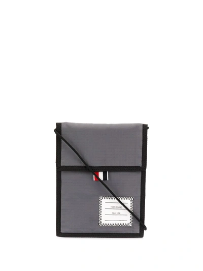 Thom Browne Ripstop Touch-strap Neck Pouch In Grey