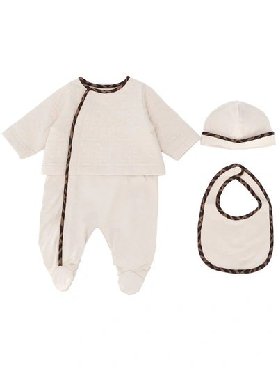 Fendi Babies' Ff Quilted Babgrow Set In Neutrals