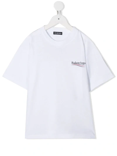 Balenciaga Kids' Logo印花t恤 In White Black