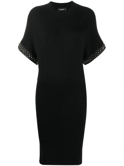 Dsquared2 Studded Sleeves Mini Dress In Black