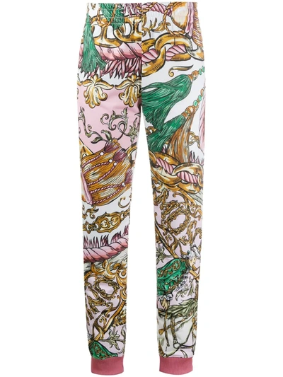Moschino Chain-print Slim Track Trousers In Pink