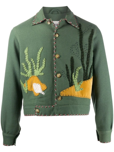 Bode Patchwork Cactus Jacket In Green