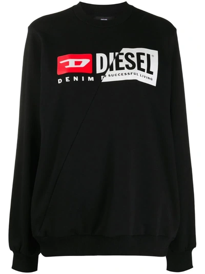 Diesel Asymmetric Logo Sweatshirt In Black