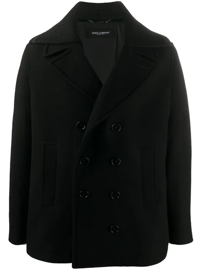 Dolce & Gabbana Virgin Wool-cashmere-blend Detachable Lapel Classic Peacoat In Black