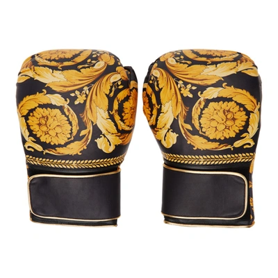 Versace Black Barocco Boxing Gloves In Z7011