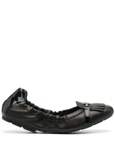 Hogan Fringe Detail Ballerina Shoes In Black