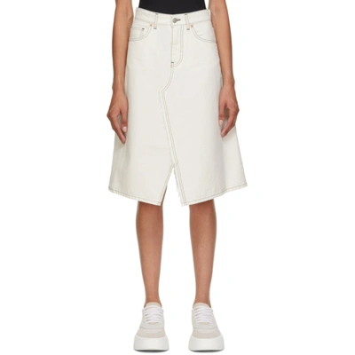 Mm6 Maison Margiela Off-white Denim A-line Skirt In 101 Off Whi