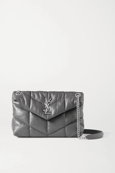 Saint Laurent Loulou Puffer Small Quilted Leather Shoulder Bag In Dark Gray