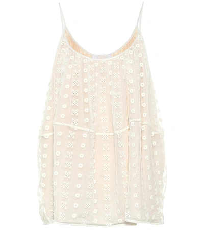 Chloé Embroidered Silk Crêpon Camisole In White