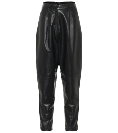 Alessandra Rich Black Tapered Leg Leather Trousers