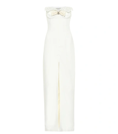 Alessandra Rich Cady Strapless Gown In White