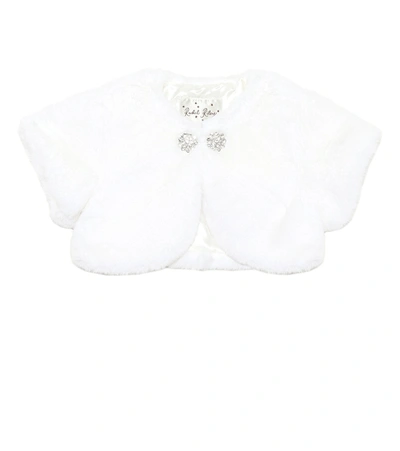 Rachel Riley Kids' Embellished Faux Fur Bolero In White