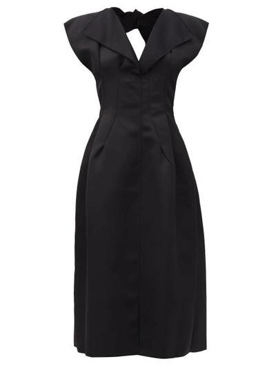 Maison Rabih Kayrouz Tie-back Satin-twill Midi Dress In Black