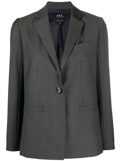 Apc Savannah Single-breasted Wool Blazer In Grey