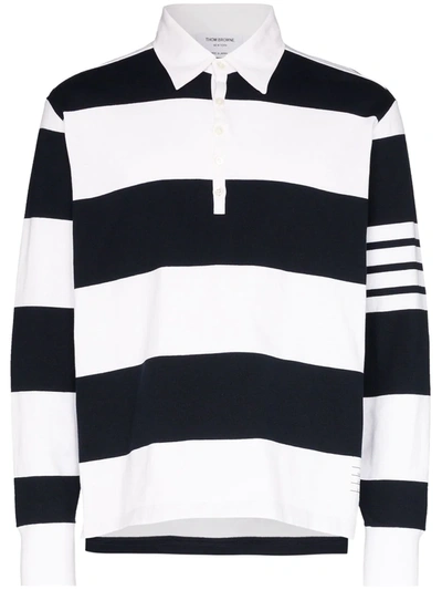 Thom Browne Stripe Rugby Polo In Blue