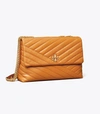 Tory Burch Kira Chevron Convertible Shoulder Bag In Squash/rolled Brass