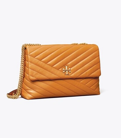 Tory Burch Kira Chevron Convertible Shoulder Bag In Squash/rolled Brass