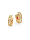 Roberto Coin 18k White And Yellow Gold Symphony Princess Diamond Hoop Earrings In White/gold