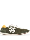 Tory Burch Logo-patch Low Top Trainers In Green