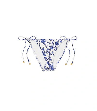 Tory Burch Printed String Bikini Bottom In Blue Branches