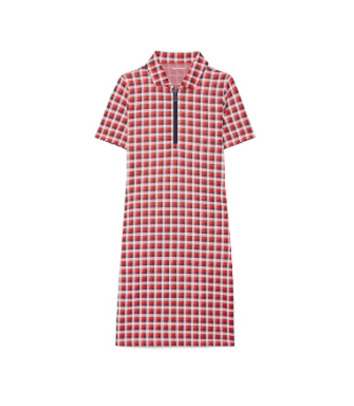 Tory Sport Performance Jacquard Dress In Red Perfect Check