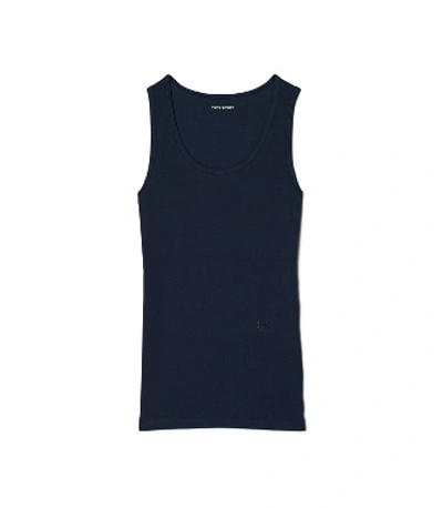 Tory Sport Ribbed Knit Tank In Navy Blue