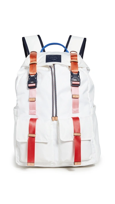 Tory Sport Ripstop Nylon Color-block Backpack In Snow White