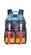 Tory Sport Ripstop Nylon Color-block Backpack In Navy Blue