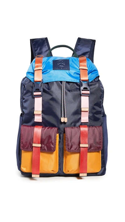 Tory Sport Ripstop Nylon Color-block Backpack In Navy Blue