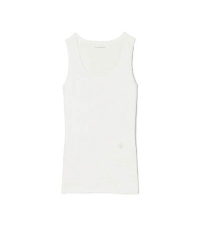 Tory Sport Ribbed Knit Tank In Snow White