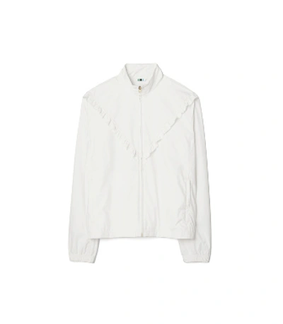 Tory Sport Tory Burch Ruffle Windbreaker In Snow White