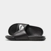 Nike Women's Benassi Jdi Swoosh Slide Sandals From Finish Line In White/black