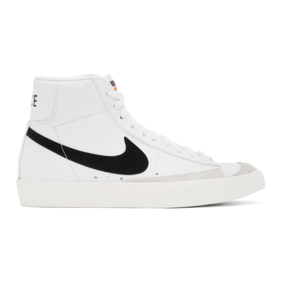 Nike Blazer Mid Suede-trimmed Leather High-top Sneakers In White/black/sail