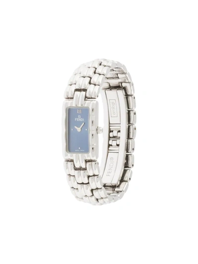 Pre-owned Fendi  Rectangular Skinny Wrist Watch In Silver