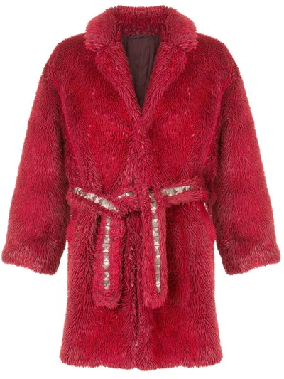 Doublet Oversized Belted Coat In Red