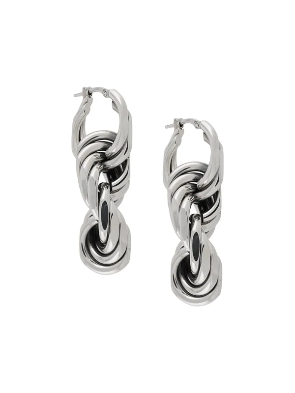 Bottega Veneta Link Drop Earrings In Silver | ModeSens