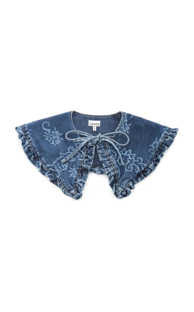 Ganni Laser Denim Collar In Blue