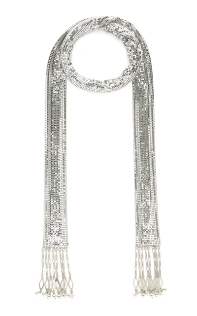 Paco Rabanne Women's Fringe-trimmed Chainmail Neck Tie In Silver