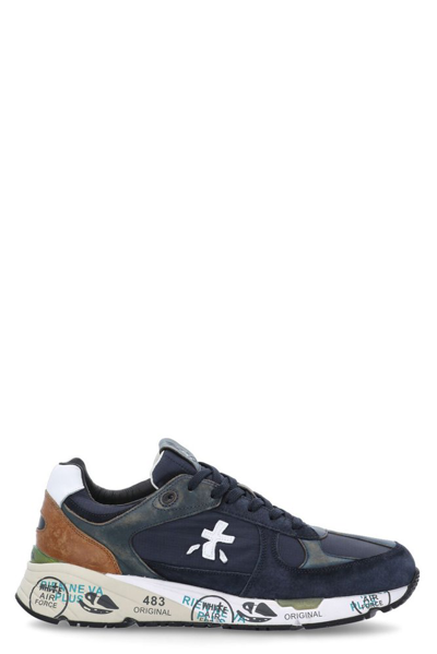 Premiata Mase Trainers In Blue Suede And Fabric