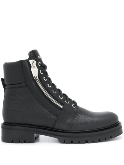 Balmain Ranger Combat Boots In Black Leather