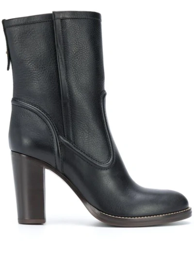 Chloé High Heels Ankle Boots In Black Leather