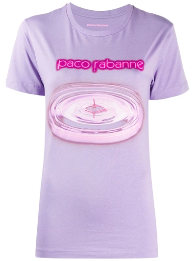 Rabanne Printed Cotton-jersey T-shirt In Purple